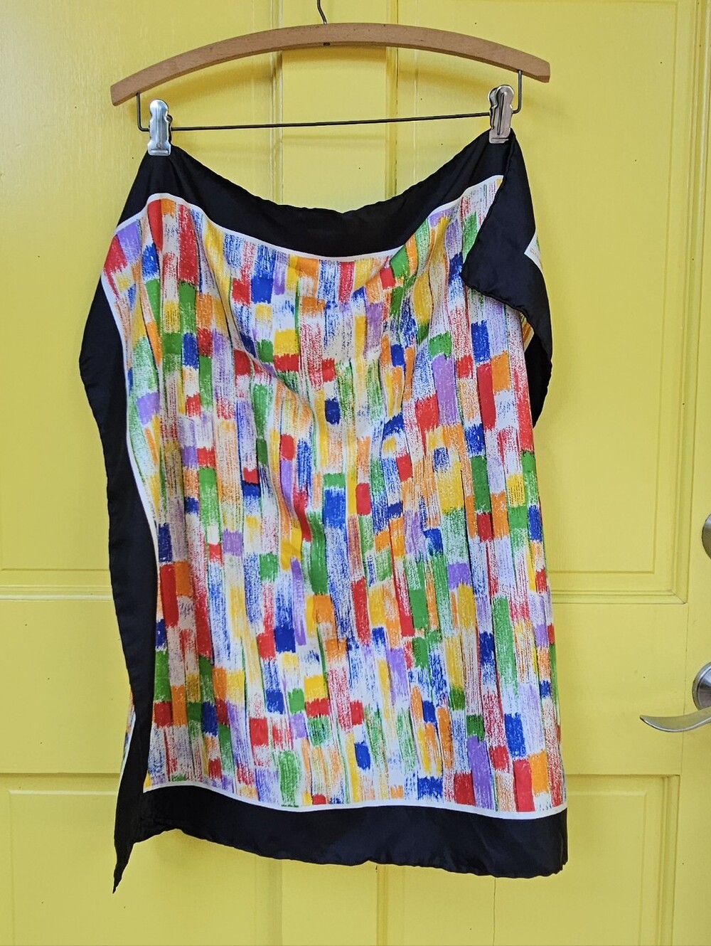 Vintage Echo Signed Abstract Multicolor Square Scarf 26" Artsy Retro